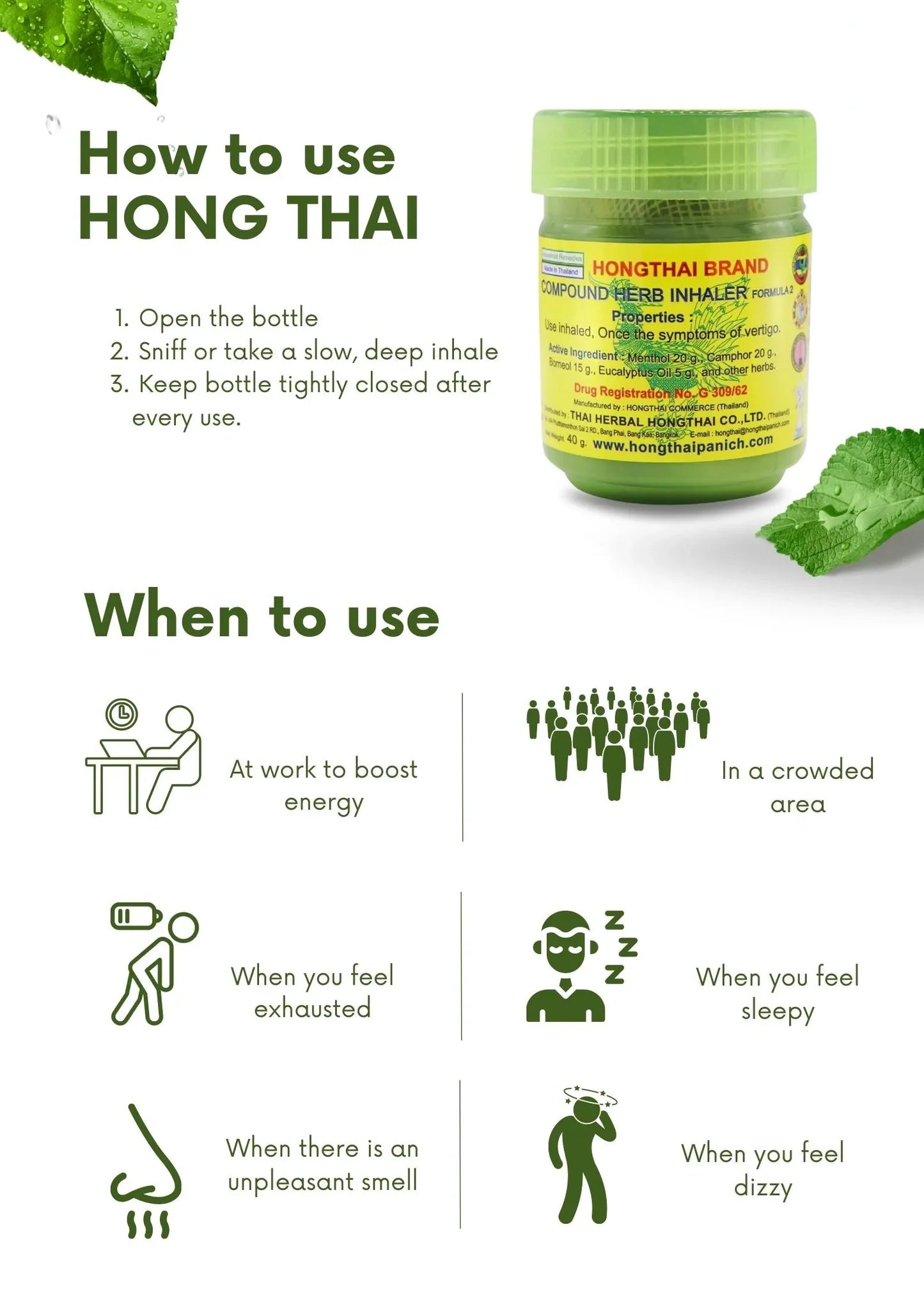 Hong Thai Traditional Herbal Inhaler 100ml (Pack of 2)