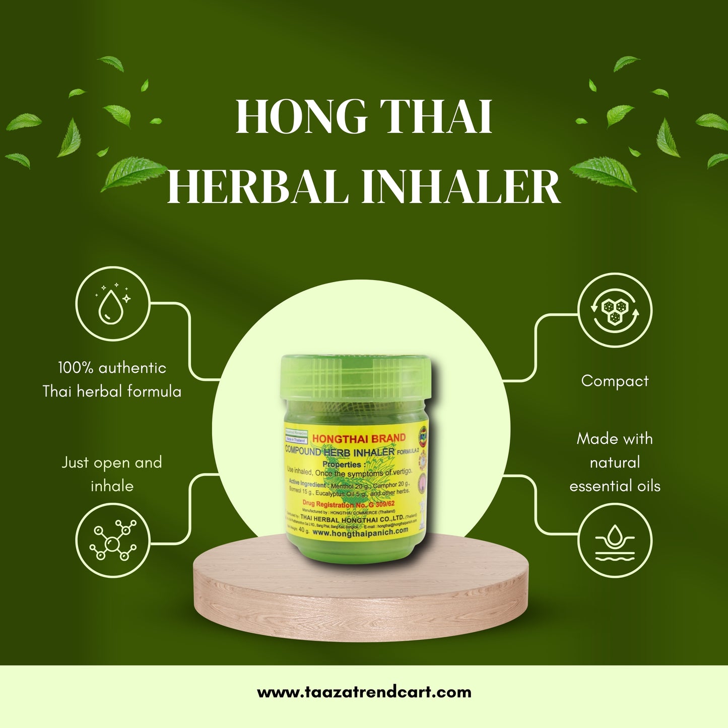Hong Thai Traditional Thai Herbal Inhalant (Pack of 3).