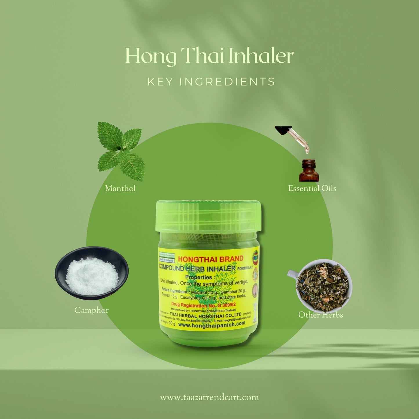 Hong Thai Traditional Thai Herbal Inhalant (Pack of 3).